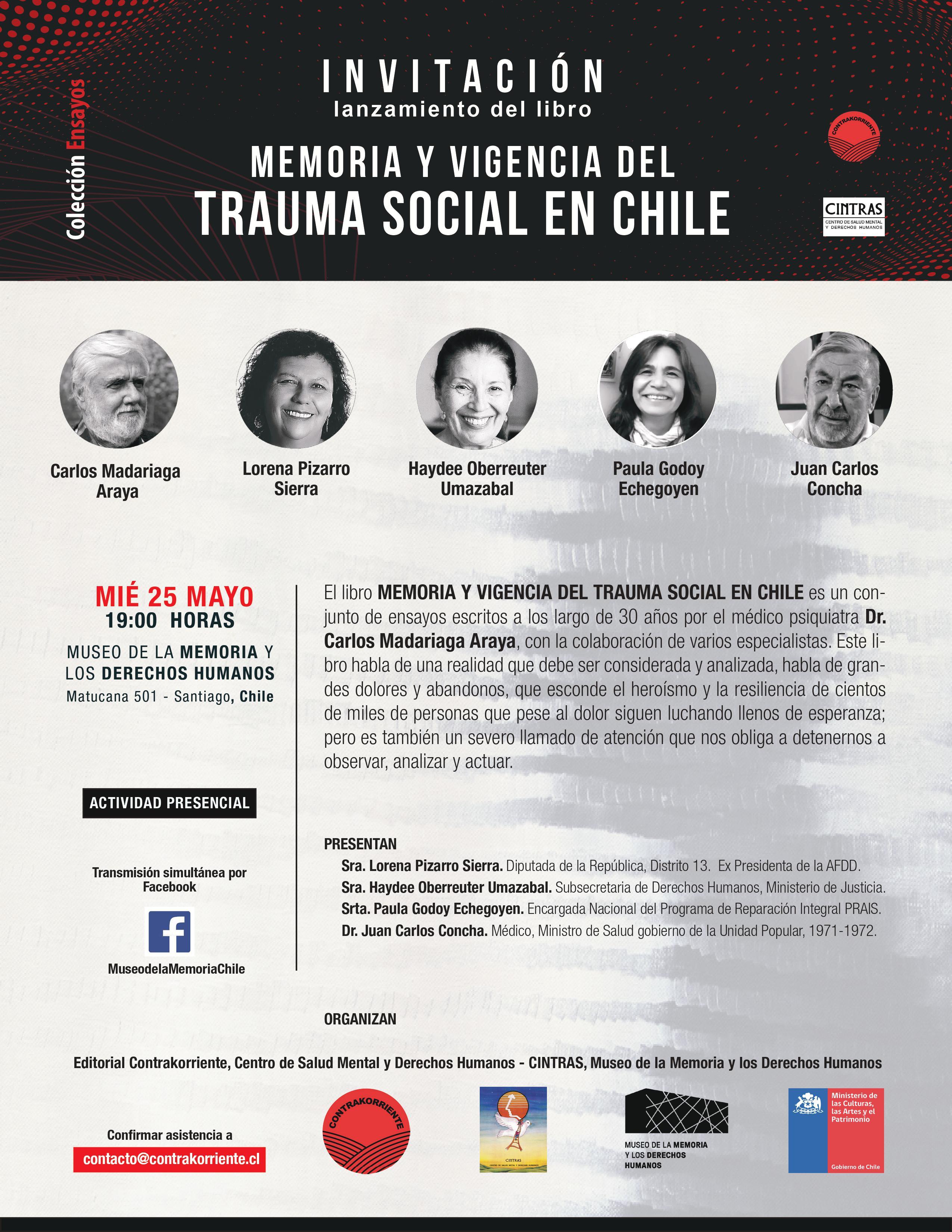 Lanzamiento del libro Memoria y vigencia del trauma social en Chile