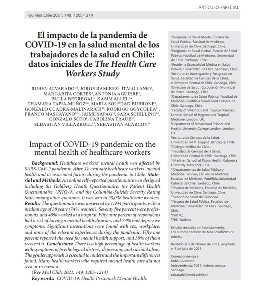 Investigación publicada en el último número de la Revista Médica de Chile como artículo especial.