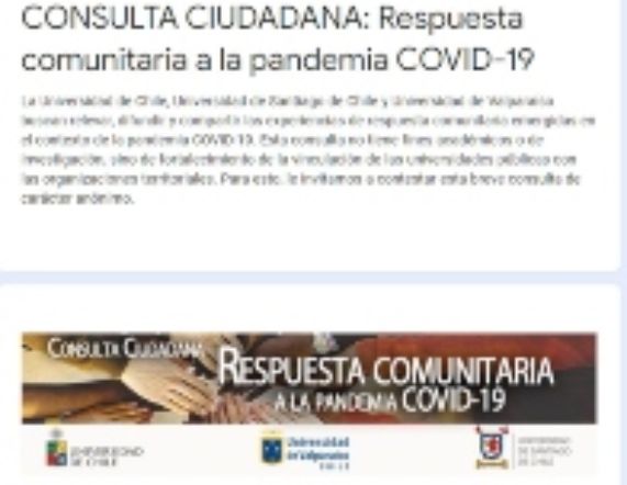 CONSULTA CIUDADANA: Respuesta comunitaria a la pandemia COVID-19