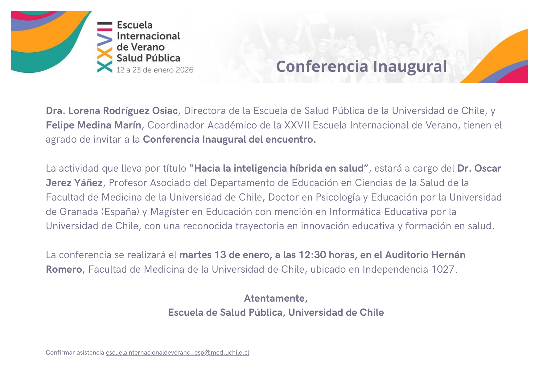 Conferencia inaugural XXVII Escuela Internacional de Verano